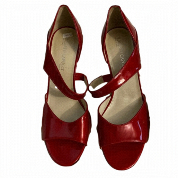 ROBERTO Capucci Firenze Red Patent Open  Toe Heel’s - Picture 2 of 9